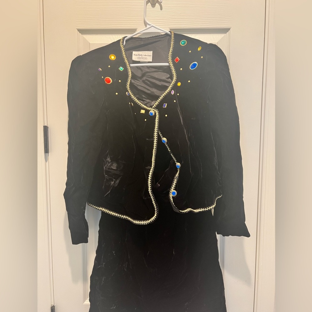 Black Velvet Two Piece Nah Nah Collection 2 Piece Skirt Suit Sz 14W